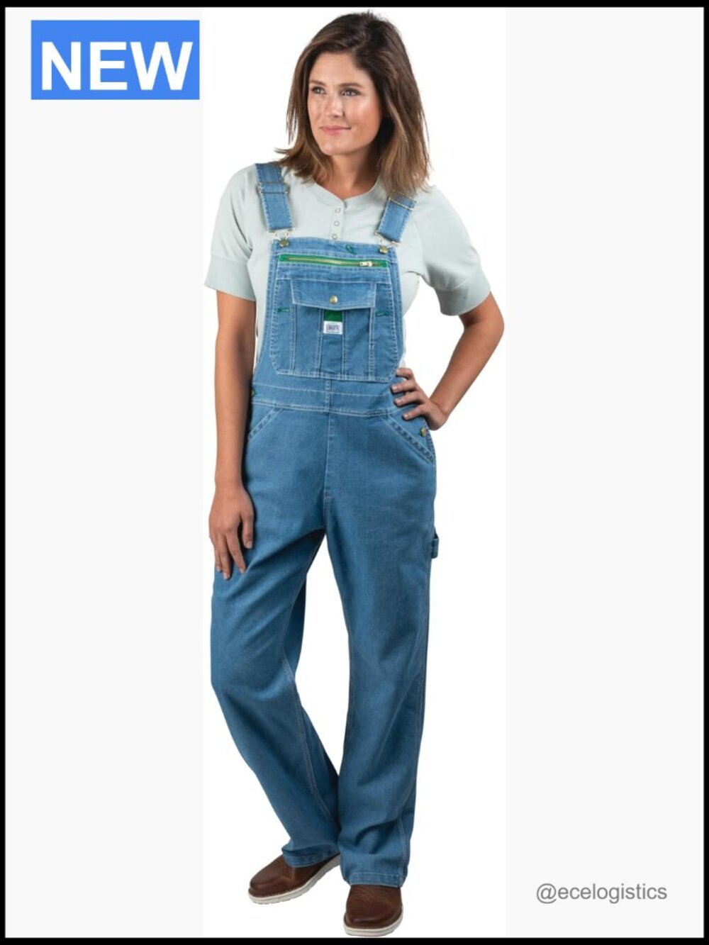 Washed Denim Bib Overalls Adjustable Straps Women's Work Utility